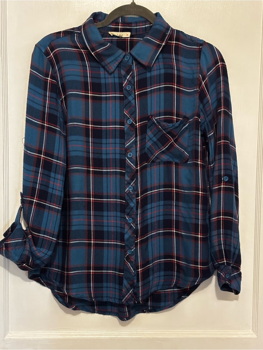 Le Lis Blue Plaid Button-Down Shirt for Girls